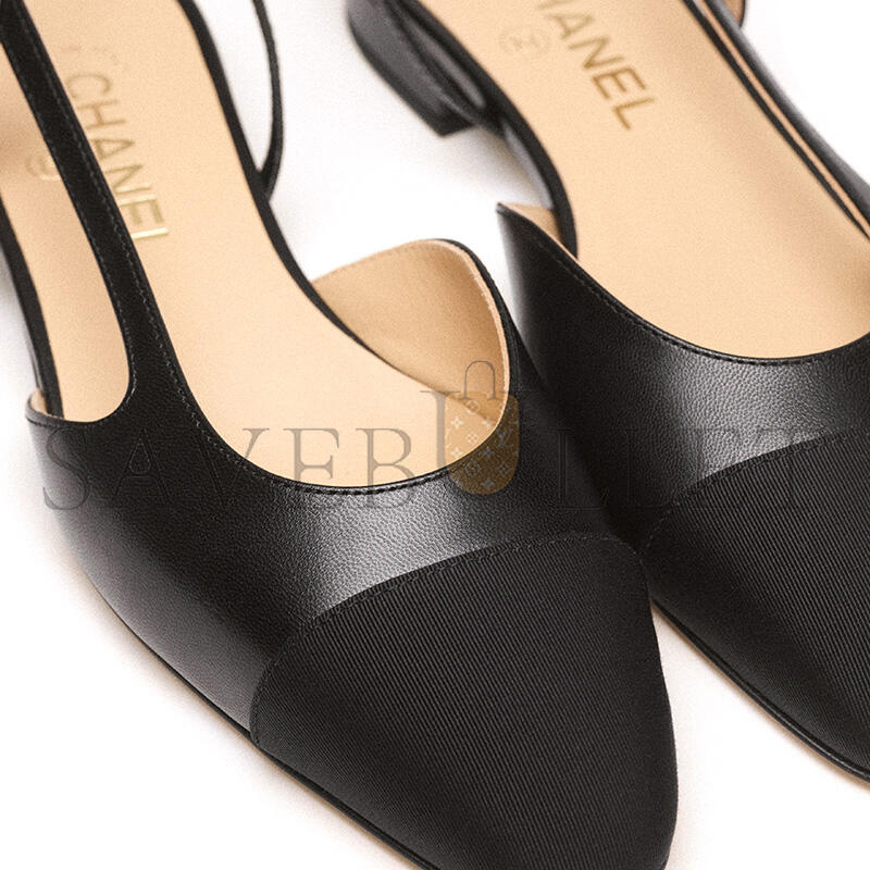 CHANEL SLINGBACKS GOATSKIN & GROSGRAIN BLACK G31319